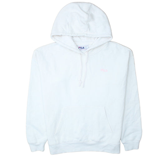 FILA Women White Hooded Pullover Sweatshirt XL 80s Style