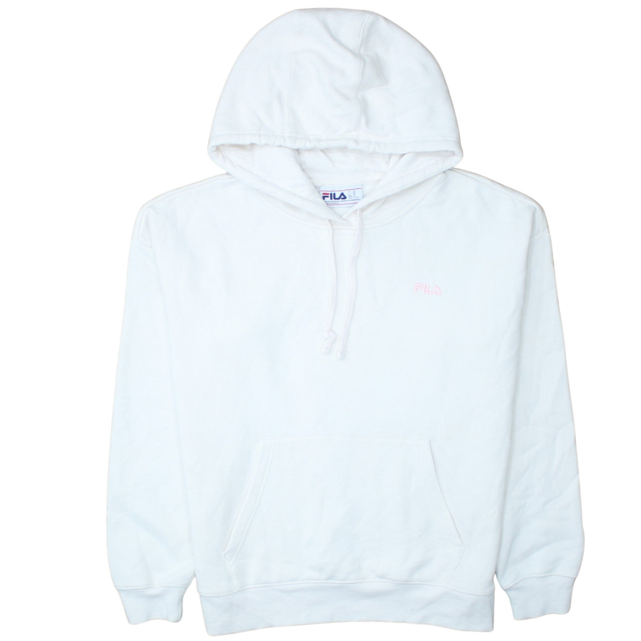 FILA Women White Hooded Pullover Sweatshirt XL 80s Style