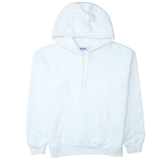 FILA Women White Hooded Pullover Sweatshirt XL 80s Style