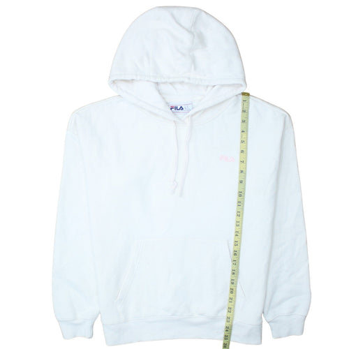 FILA Women White Hooded Pullover Sweatshirt XL 80s Style