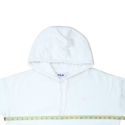FILA Women White Hooded Pullover Sweatshirt XL 80s Style