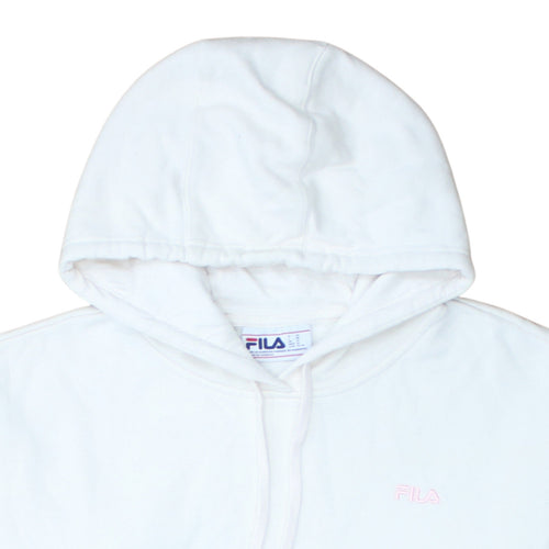 FILA Women White Hooded Pullover Sweatshirt XL 80s Style