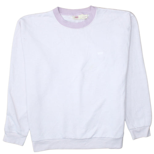 Levi's Womens White Purple Crew Neck Pullover Sweatshirt M