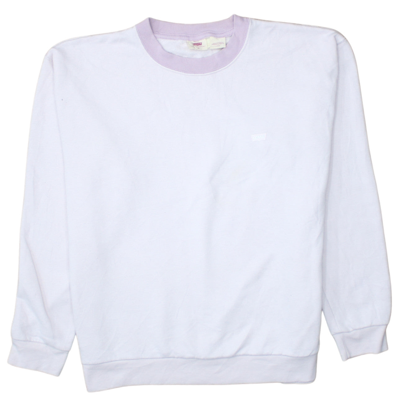 Levi's Womens White Purple Crew Neck Pullover Sweatshirt M