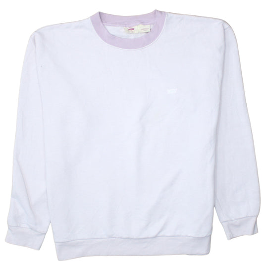 Levi's Womens White Purple Crew Neck Pullover Sweatshirt M