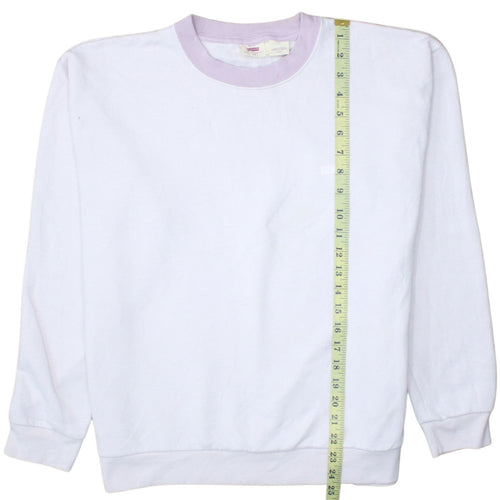 Levi's Womens White Purple Crew Neck Pullover Sweatshirt M