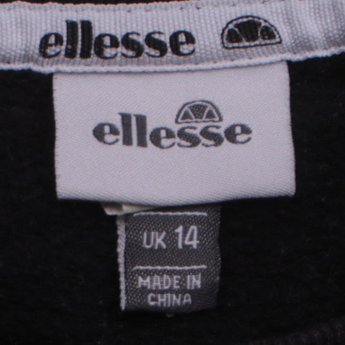 Ellesse Women Black Crew Neck Pullover Sweatshirt UK 14