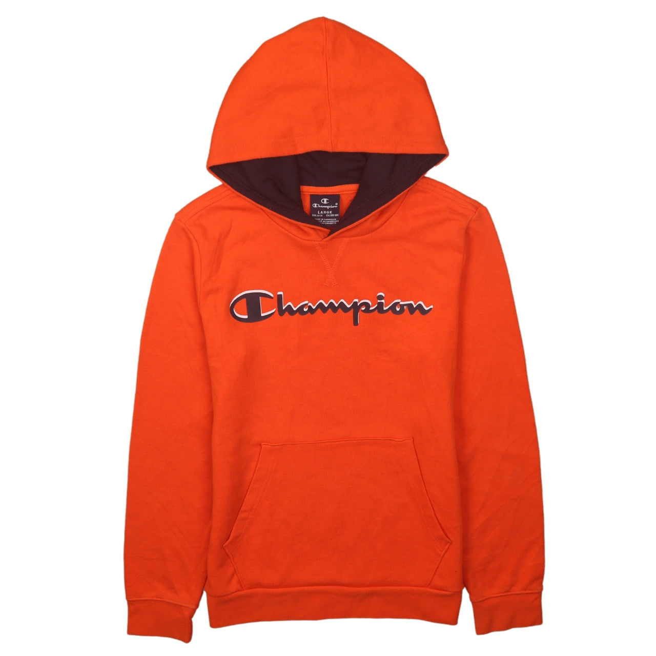 Champion Boys Orange Pullover Hoodie Size 11-12 Years Logo Print