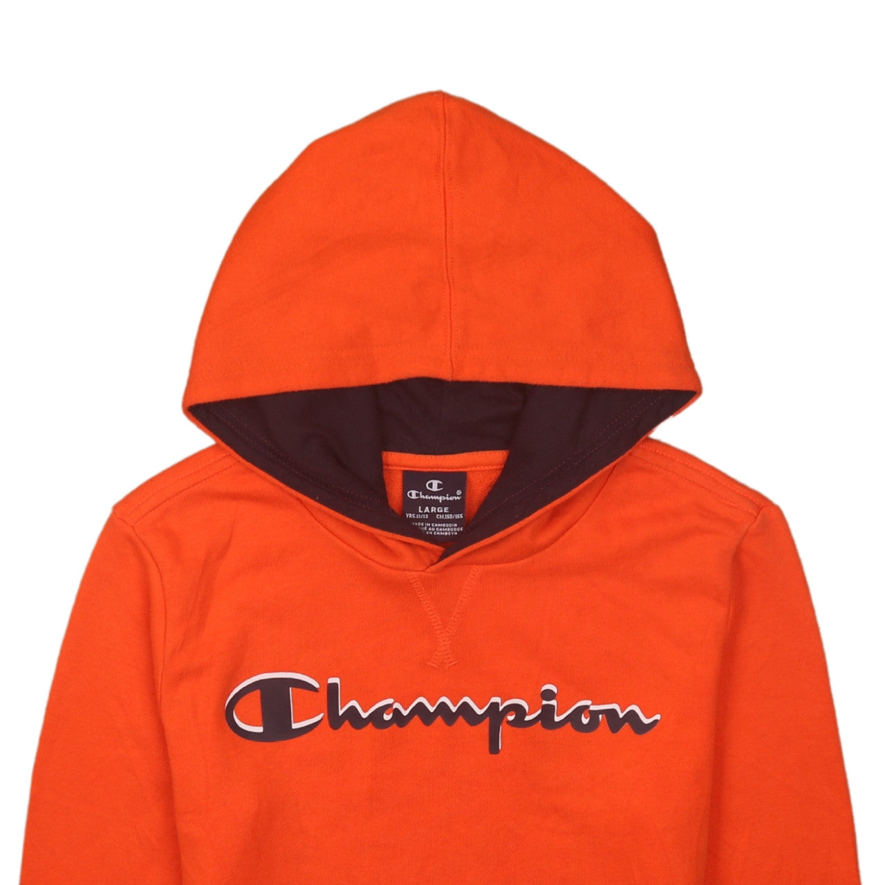 Champion Boys Orange Pullover Hoodie Size 11-12 Years Logo Print