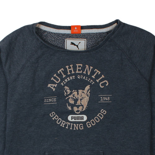 Puma Women Navy Blue Authentic Graphic Pullover Sweatshirt UK 16