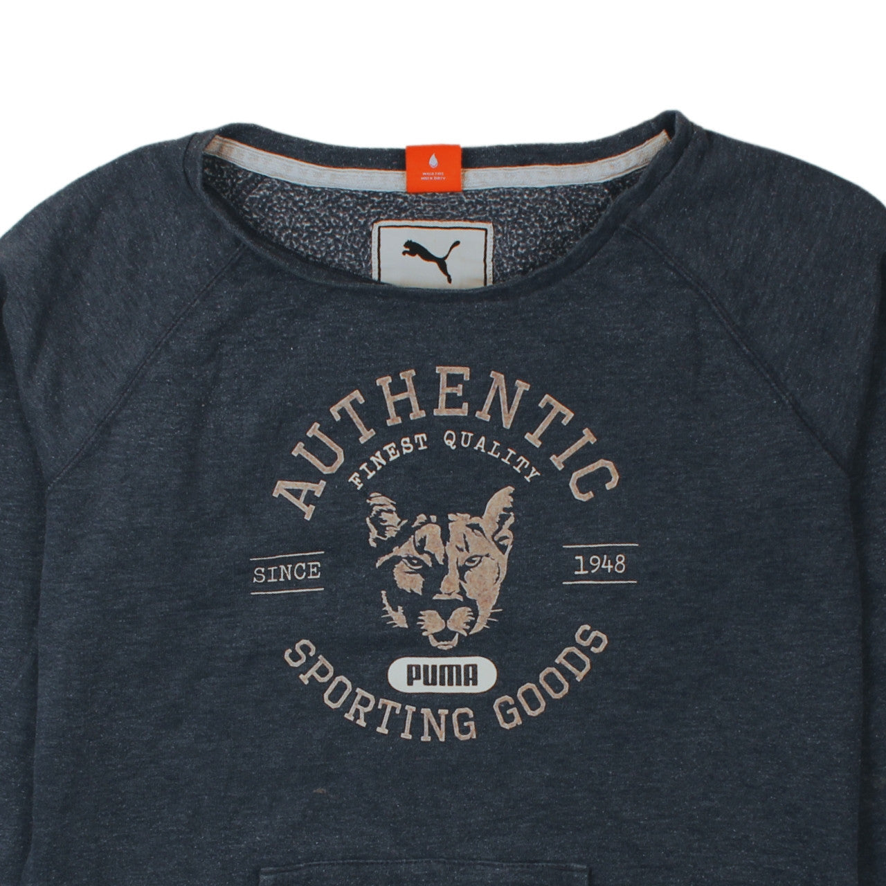 Puma Women Navy Blue Authentic Graphic Pullover Sweatshirt UK 16