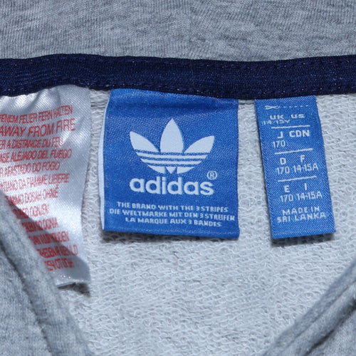 Adidas Boys Grey Pullover Hoodie 14-15 Years Originals Graphic Print