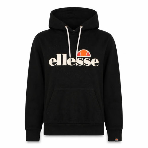 Ellesse Womens Black Pullover Hoodie UK 14 Logo Print Hooded Sweatshirt
