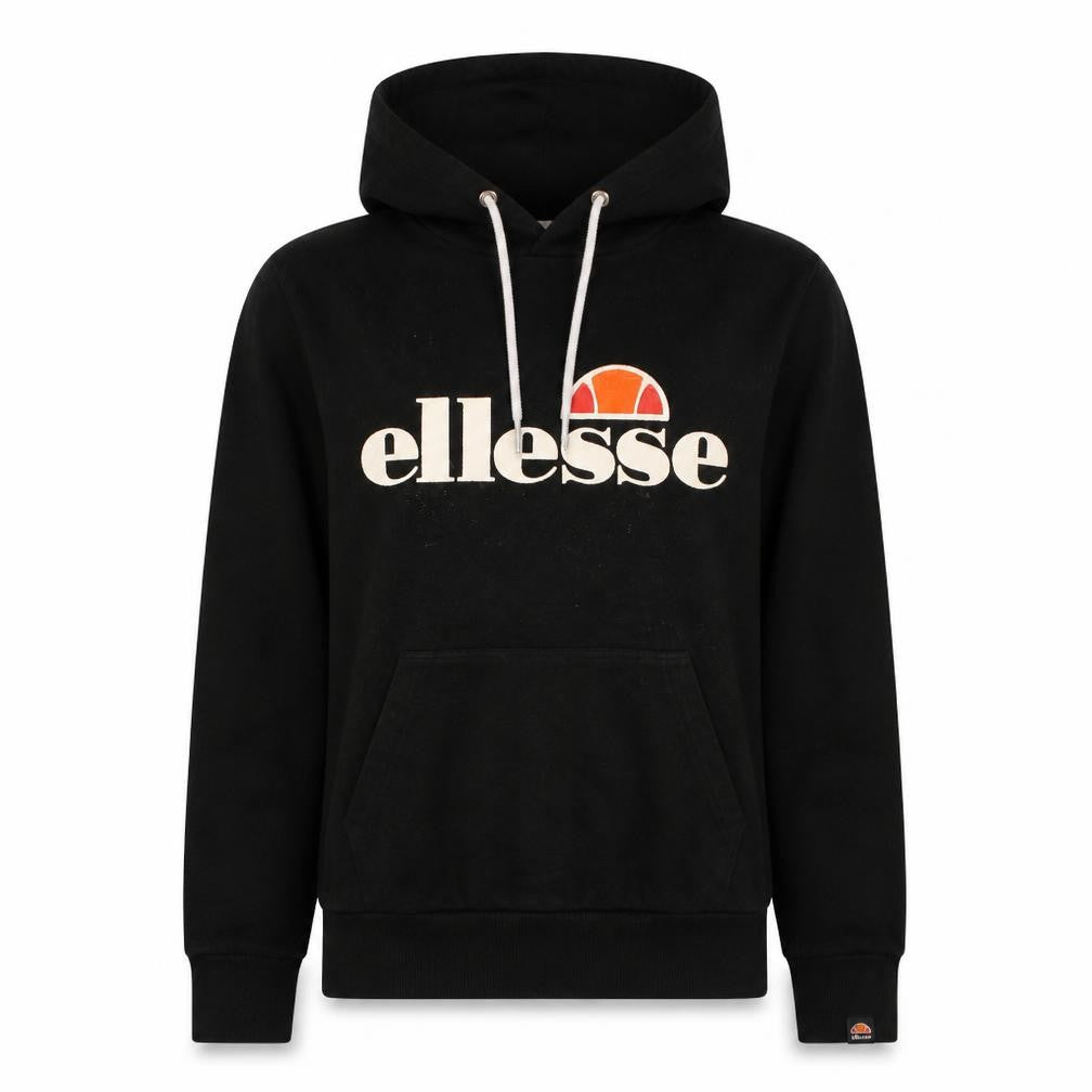 Ellesse Womens Black Pullover Hoodie UK 14 Logo Print Hooded Sweatshirt