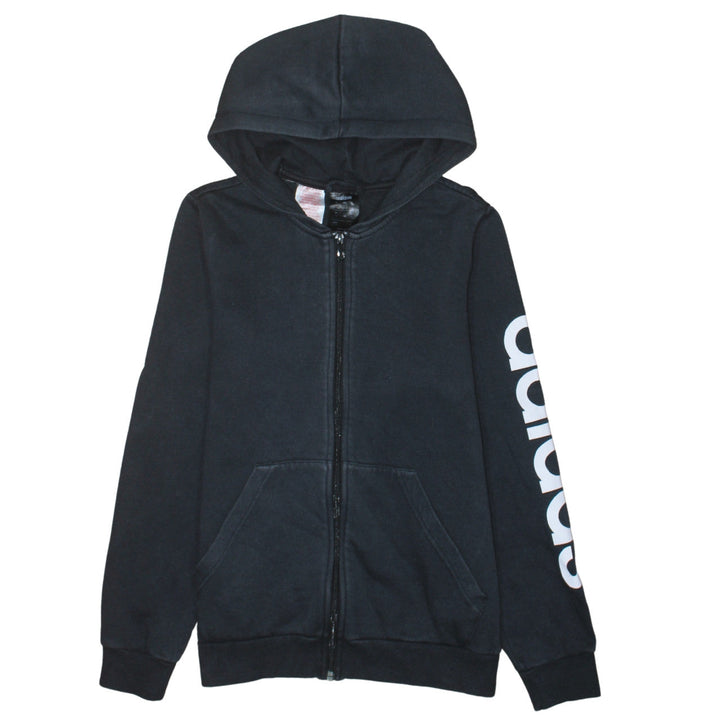 Adidas Boys Black Full Zip Hoodie 14-15 Years Hooded Sweatshirt