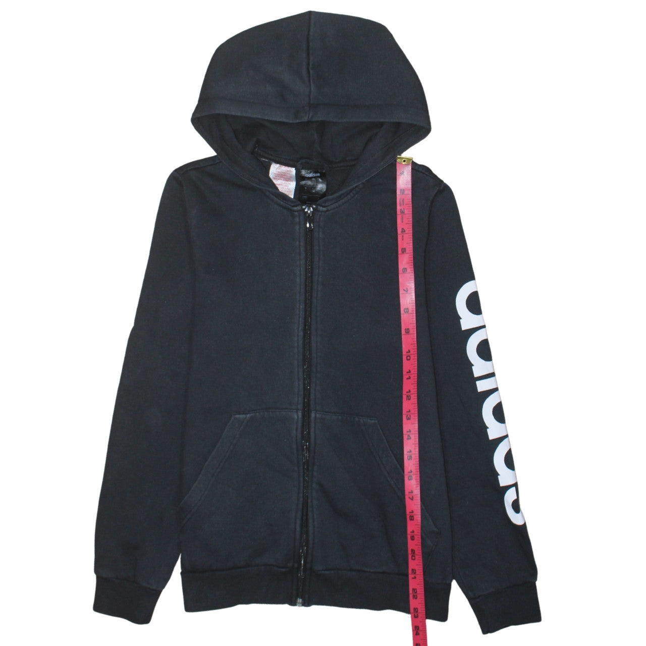 Adidas Boys Black Full Zip Hoodie 14-15 Years Hooded Sweatshirt