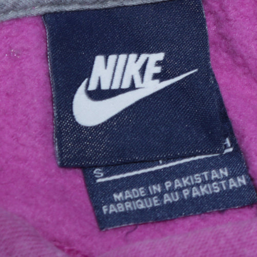 Nike Women Pink Pullover Hoodie Small Logo Design Cotton Blend