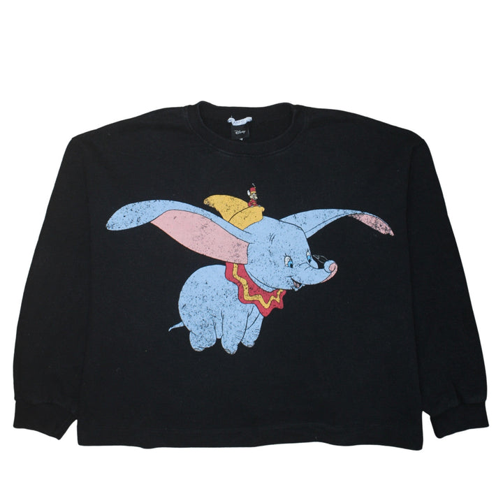 Zara Disney Women Black Dumbo Sweatshirt Size M Relaxed Fit Cotton