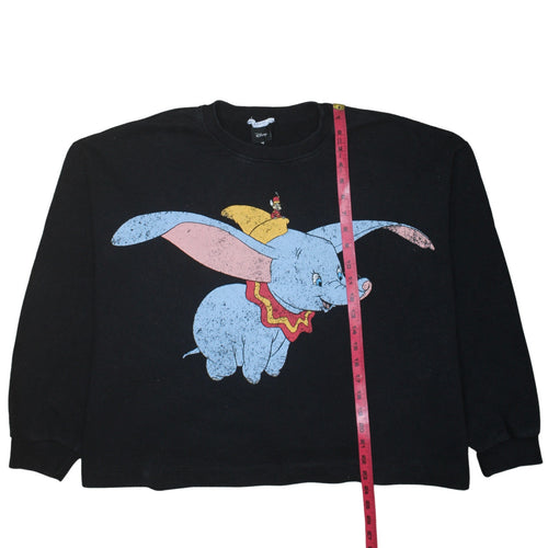 Zara Disney Women Black Dumbo Sweatshirt Size M Relaxed Fit Cotton
