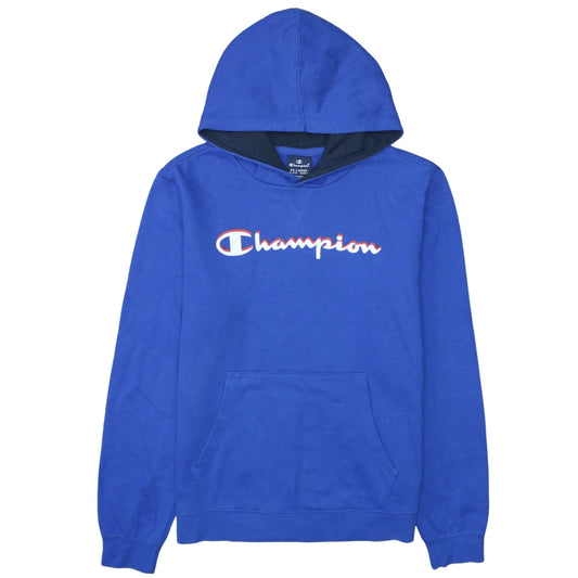 Champion Boys Blue Pullover Hoodie 15-16 Years 2XL Cotton Blend Logo Sweatshirt