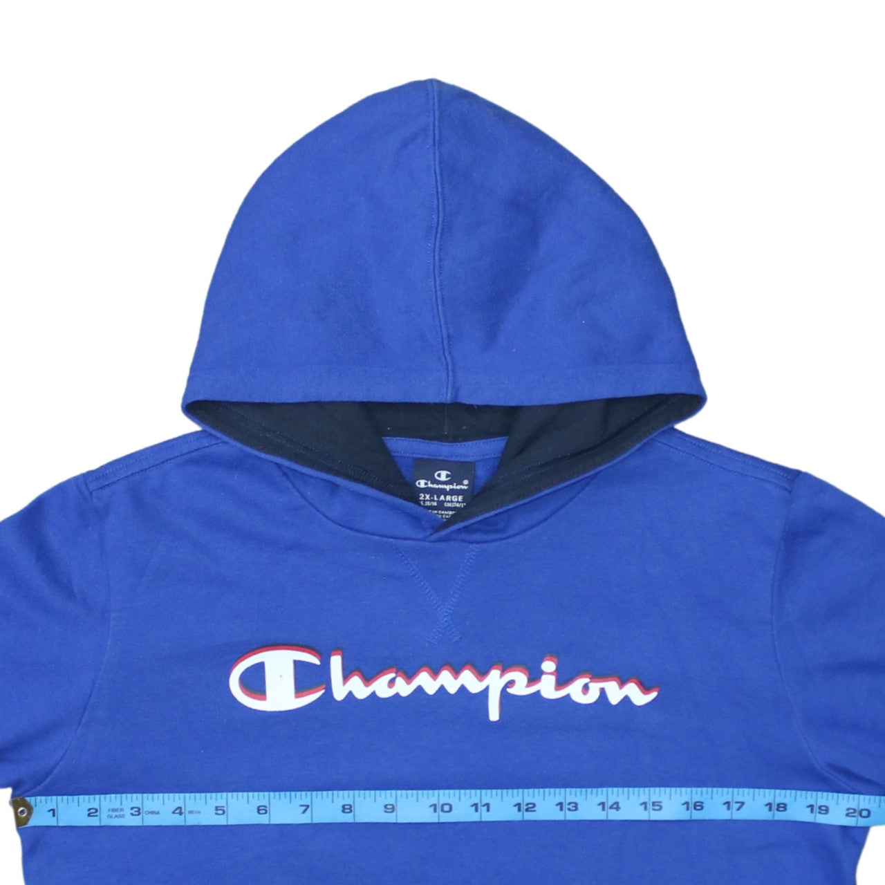 Champion Boys Blue Pullover Hoodie 15-16 Years 2XL Cotton Blend Logo Sweatshirt