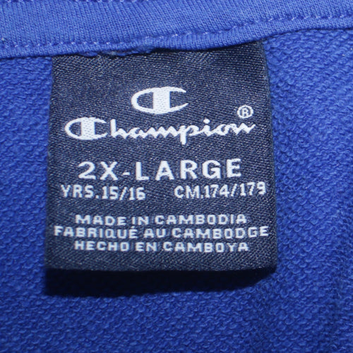 Champion Boys Blue Pullover Hoodie 15-16 Years 2XL Cotton Blend Logo Sweatshirt
