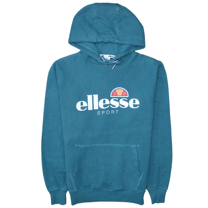 Ellesse Women’s Blue Pullover Hoodie UK 12 Cotton Blend Logo Sport