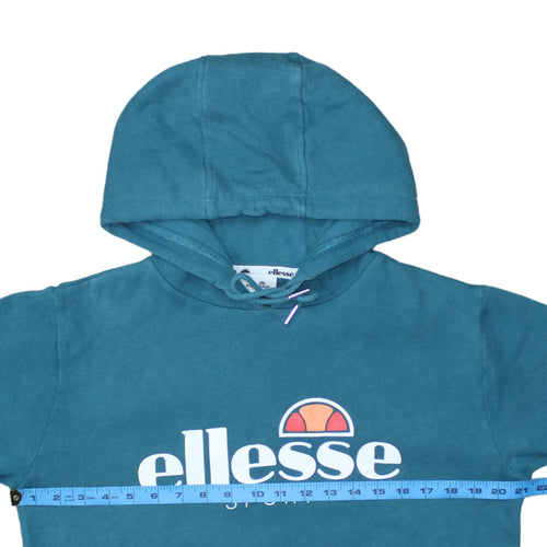 Ellesse Women’s Blue Pullover Hoodie UK 12 Cotton Blend Logo Sport