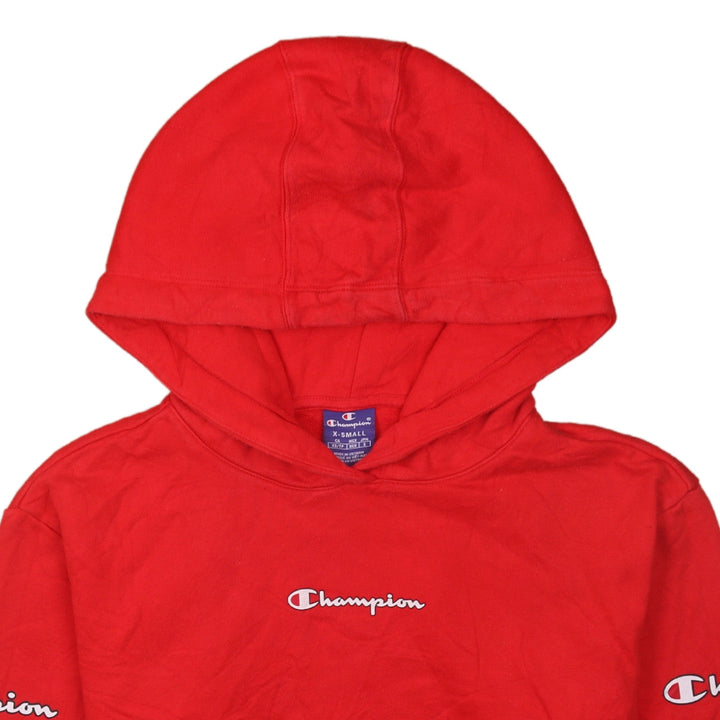 Champion Men Red XS Pullover Hoodie with Logo Print
