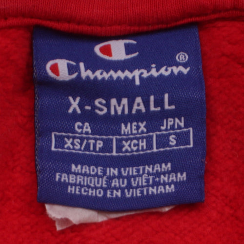Champion Men Red XS Pullover Hoodie with Logo Print