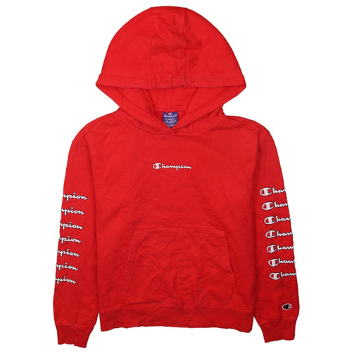 Champion Men Red XS Pullover Hoodie with Logo Print