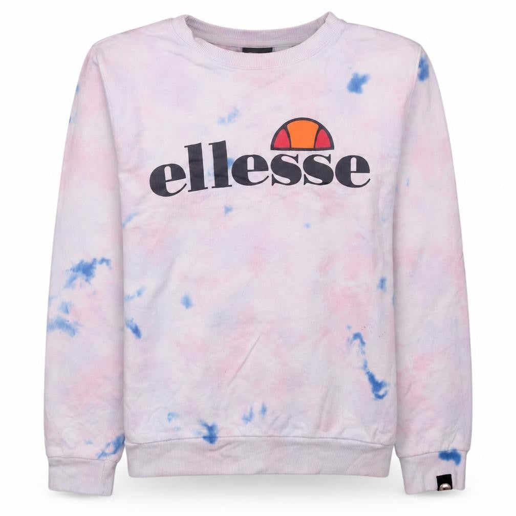Ellesse Women's Pink Tie-Dye Sweatshirt UK 8 Logo Crew Neck