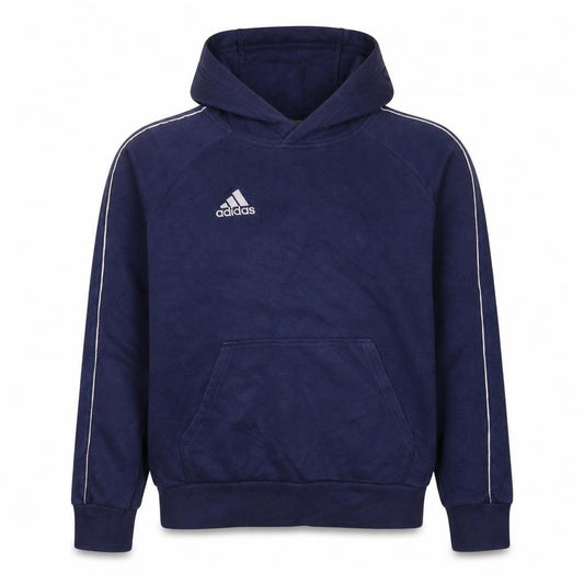 Front view of Adidas Teens Blue Pullover Hoodie 164 Logo Sportswear