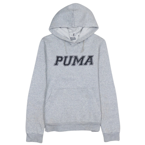 Puma Womens Grey Hooded Pullover Sweatshirt Size 12 Logo Print
