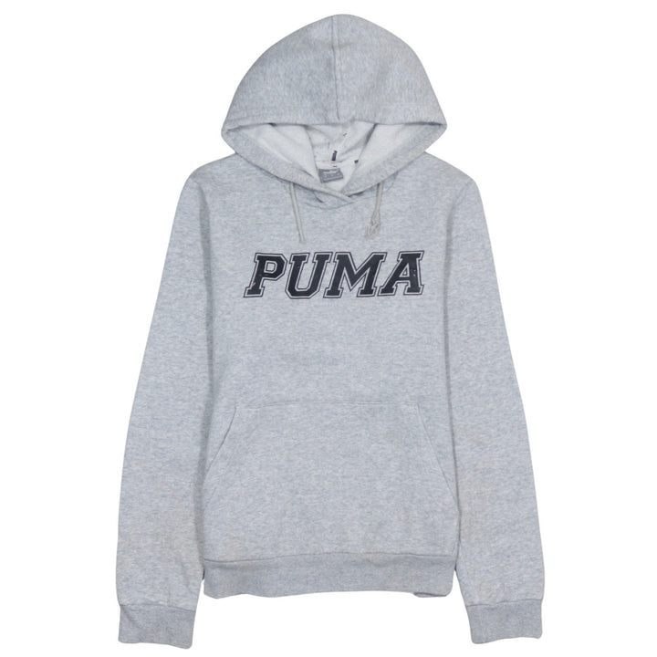 Puma Womens Grey Hooded Pullover Sweatshirt Size 12 Logo Print