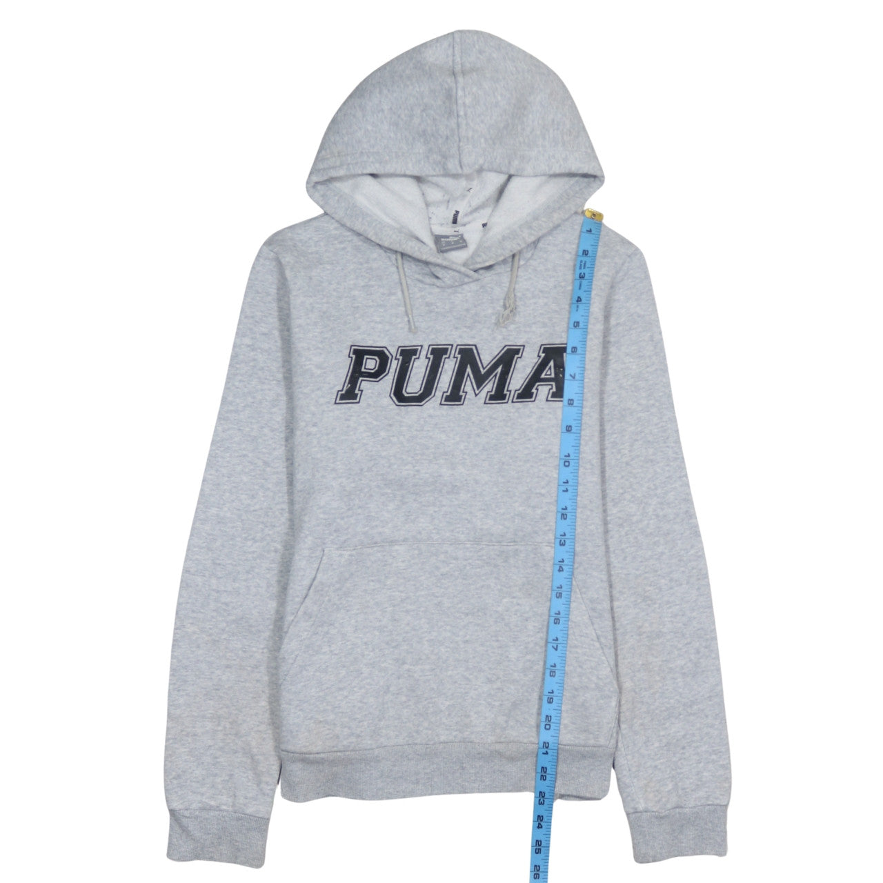 Puma Womens Grey Hooded Pullover Sweatshirt Size 12 Logo Print