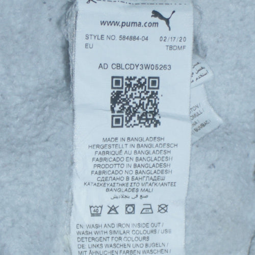 Puma Womens Grey Hooded Pullover Sweatshirt Size 12 Logo Print