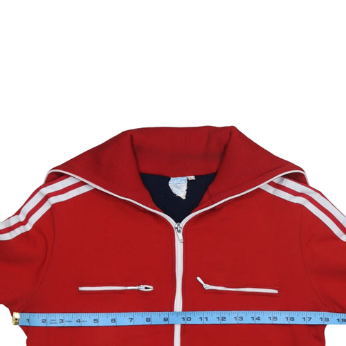 Adidas Womens Red Full Zip Hoodie Jacket Size M Retro Sports Style