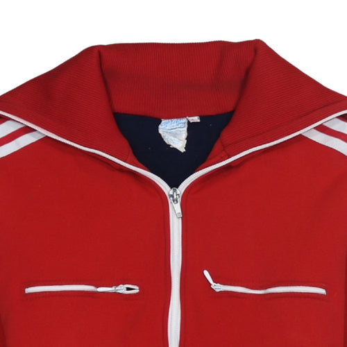 Adidas Womens Red Full Zip Hoodie Jacket Size M Retro Sports Style