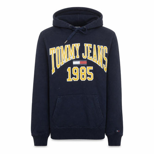 Front view of Tommy Jeans Men's Blue XS Pullover Hoodie Regular Fit