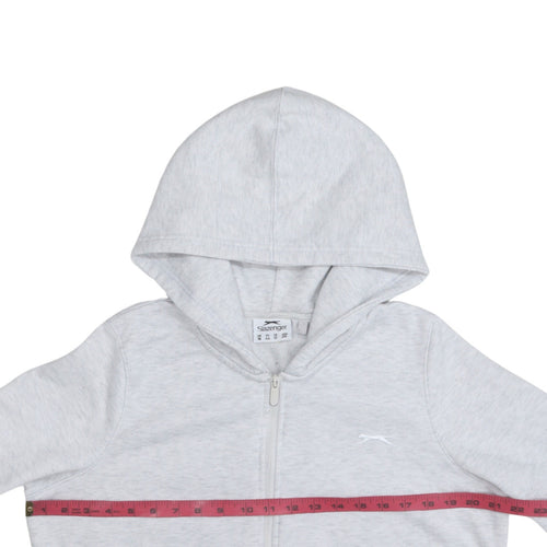 Slazenger Womens Light Grey Full Zip Hoodie UK 16 Cotton Blend