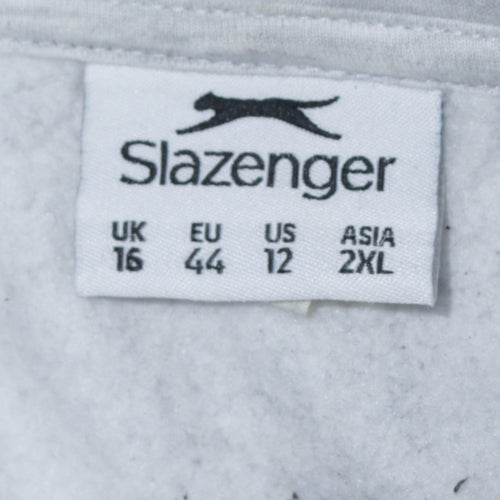 Slazenger Womens Light Grey Full Zip Hoodie UK 16 Cotton Blend