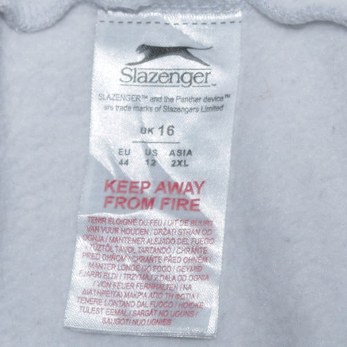 Slazenger Womens Light Grey Full Zip Hoodie UK 16 Cotton Blend