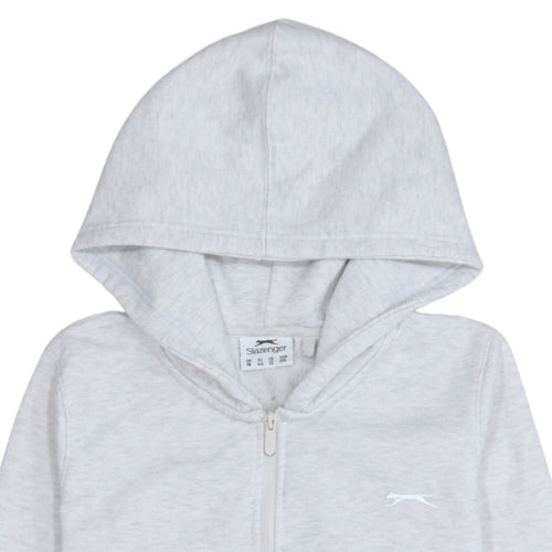 Slazenger Womens Light Grey Full Zip Hoodie UK 16 Cotton Blend