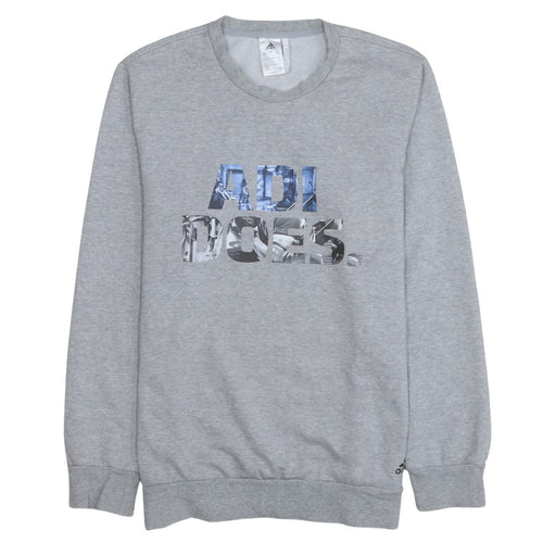 Adidas Mens Grey L Climalite Pullover Sweatshirt Crew Neck Logo