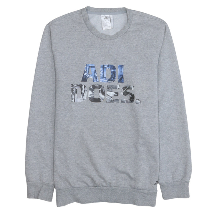 Adidas Mens Grey L Climalite Pullover Sweatshirt Crew Neck Logo