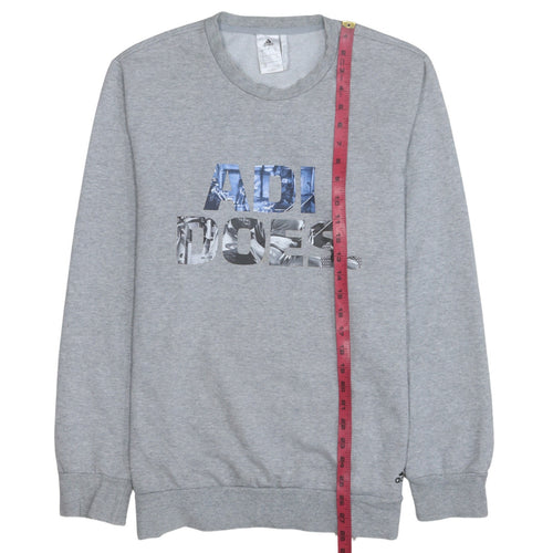 Adidas Mens Grey L Climalite Pullover Sweatshirt Crew Neck Logo