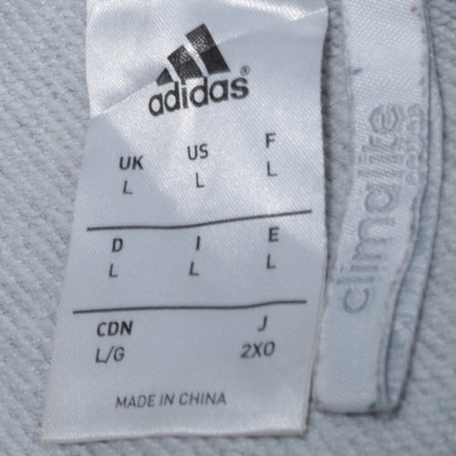 Adidas Mens Grey L Climalite Pullover Sweatshirt Crew Neck Logo