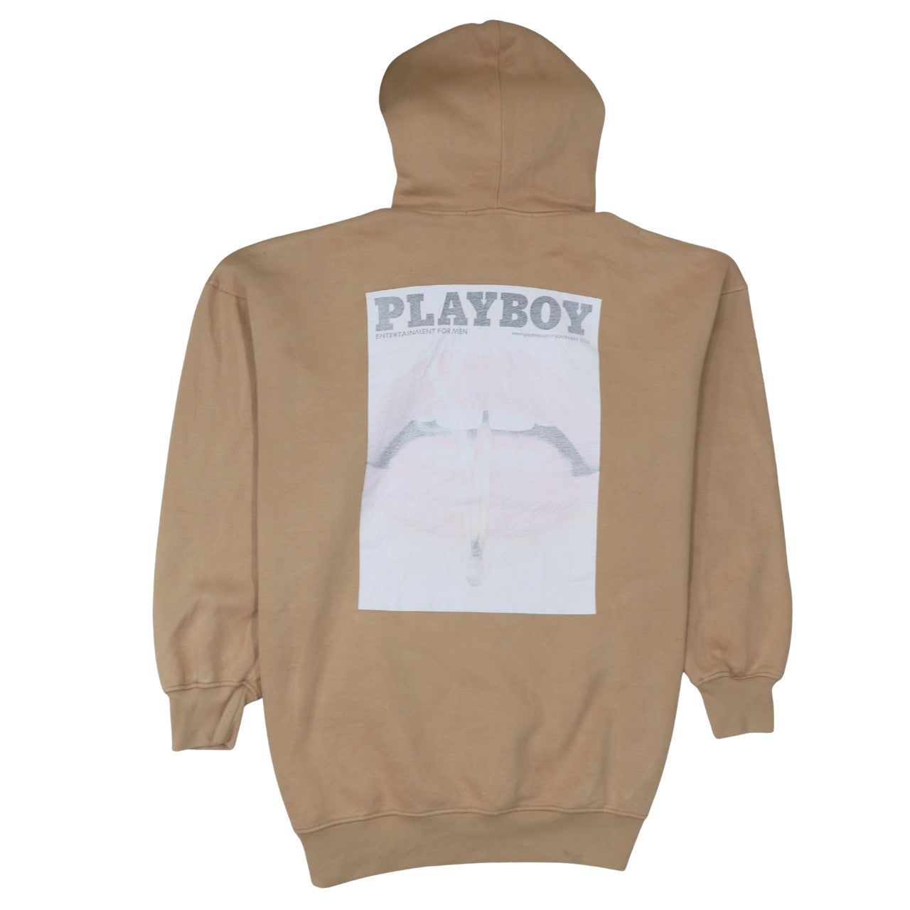 Playboy x Missguided Beige Unisex Hoodie Medium Pullover Graphic