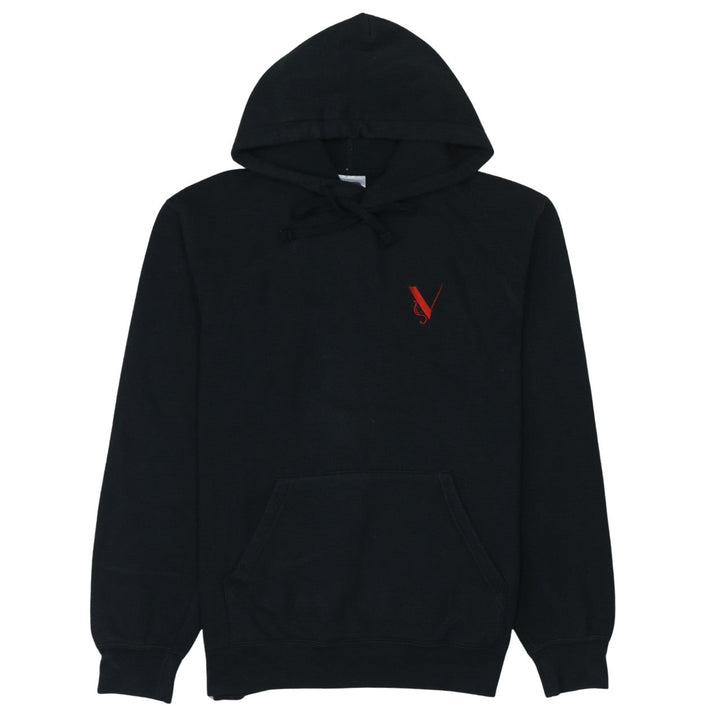 Russell Mens Black Embroidered Pullover Hoodie M Fleece